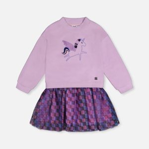 Bi-Material Dress Violet