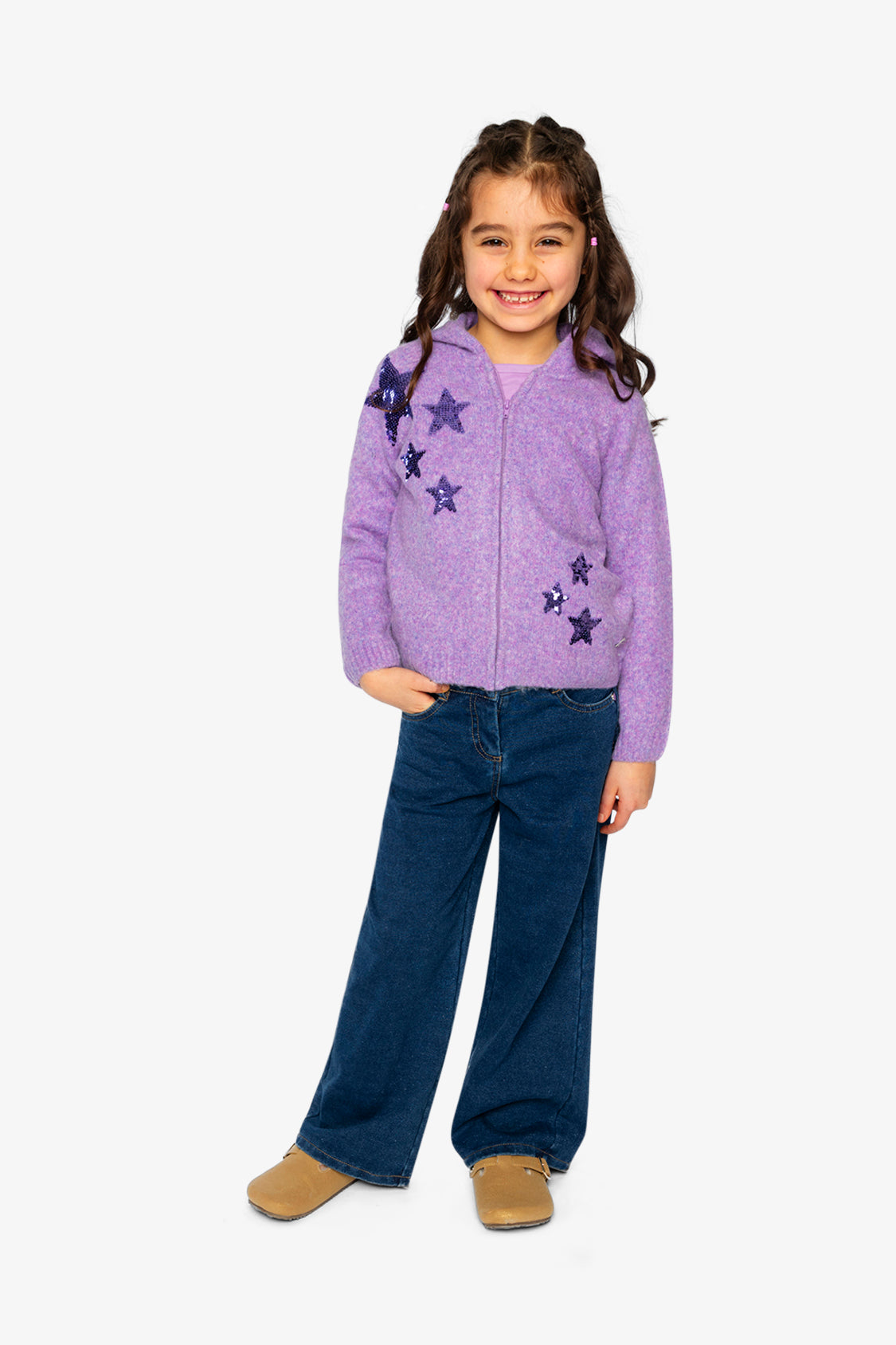 Hooded Knitted Cardigan Violet - Image 5