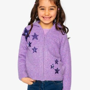 Hooded Knitted Cardigan Violet - Image 2