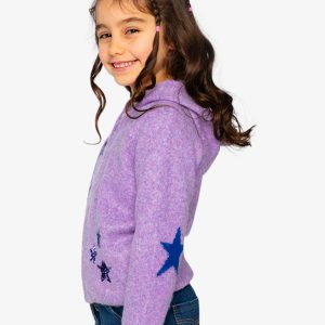 Hooded Knitted Cardigan Violet - Image 3