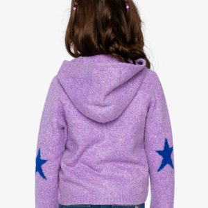 Hooded Knitted Cardigan Violet - Image 4