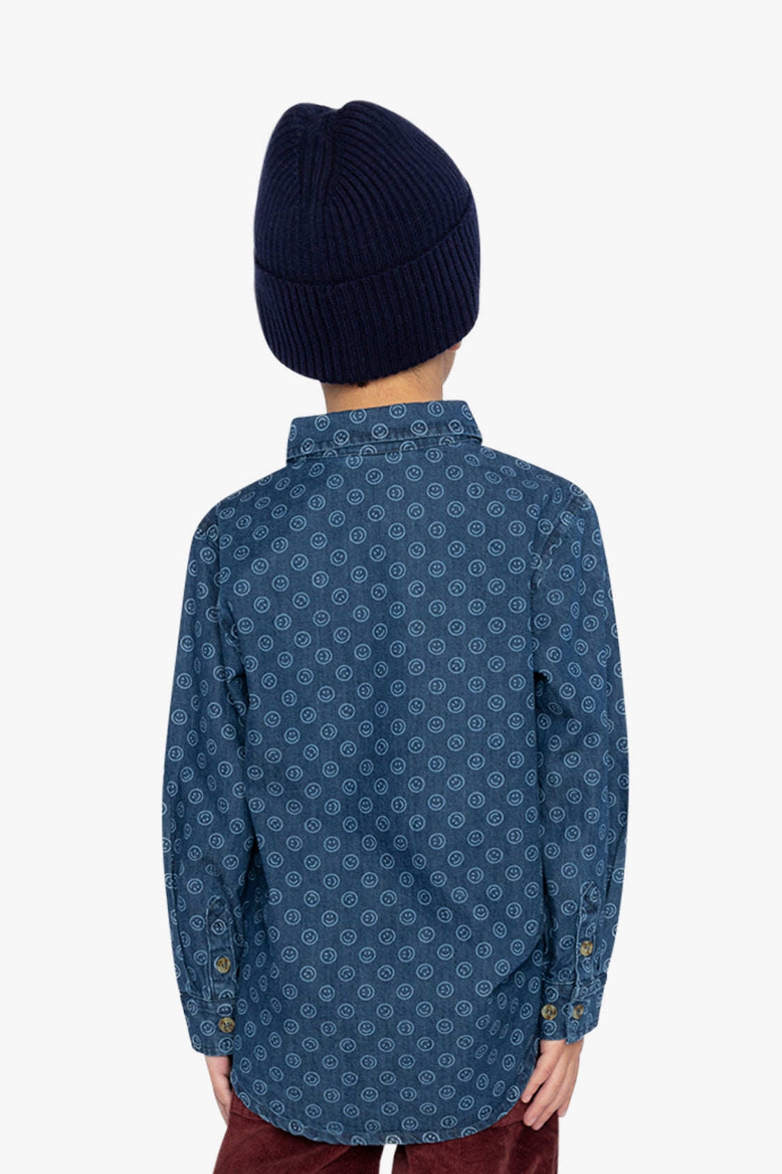 Chambray Shirt Blue Smiley Print - Image 3