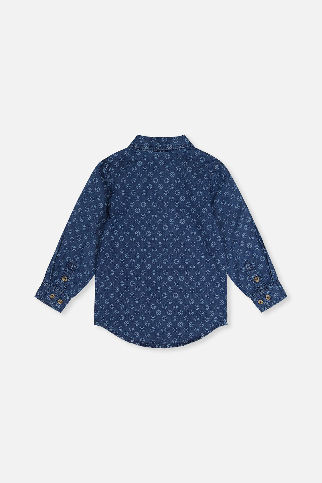 Chambray Shirt Blue Smiley Print - Image 5
