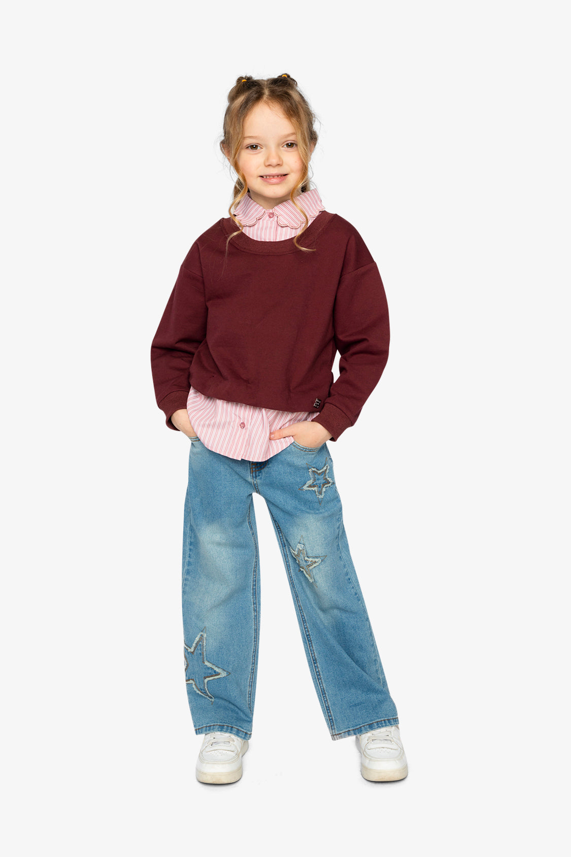 Fake Two Layer Sweater Reddish-Brown - Image 5