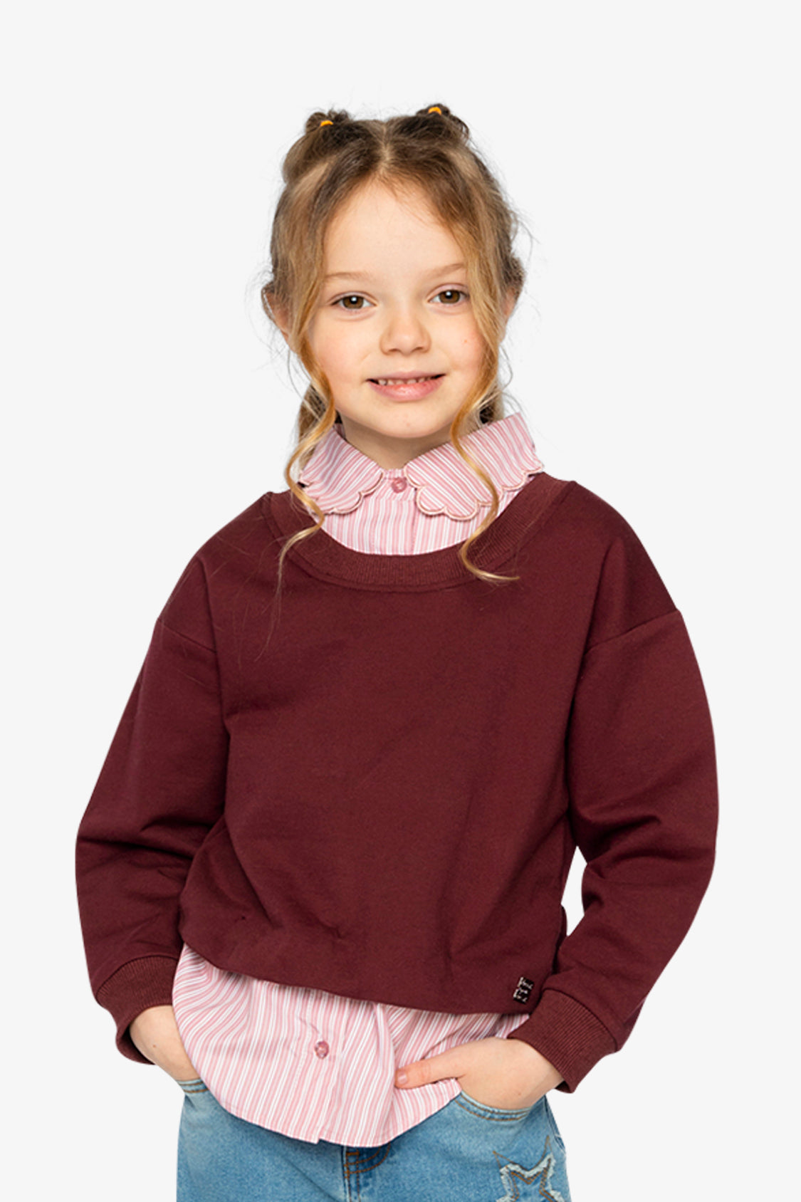 Fake Two Layer Sweater Reddish-Brown - Image 2