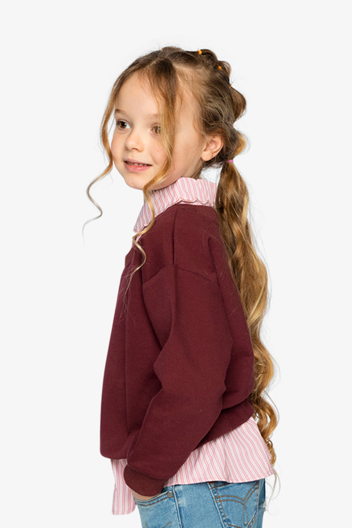 Fake Two Layer Sweater Reddish-Brown - Image 3