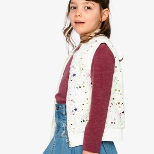 Faux Fur Sleeveless Vest Multicolored Star - Image 3