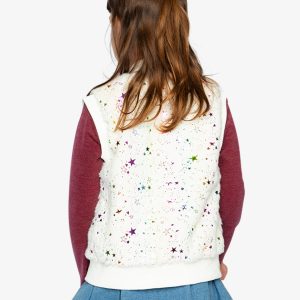 Faux Fur Sleeveless Vest Multicolored Star - Image 4