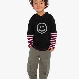 Fake Double Sleeve Hooded Shirt Royal Blue And Red - Image 2