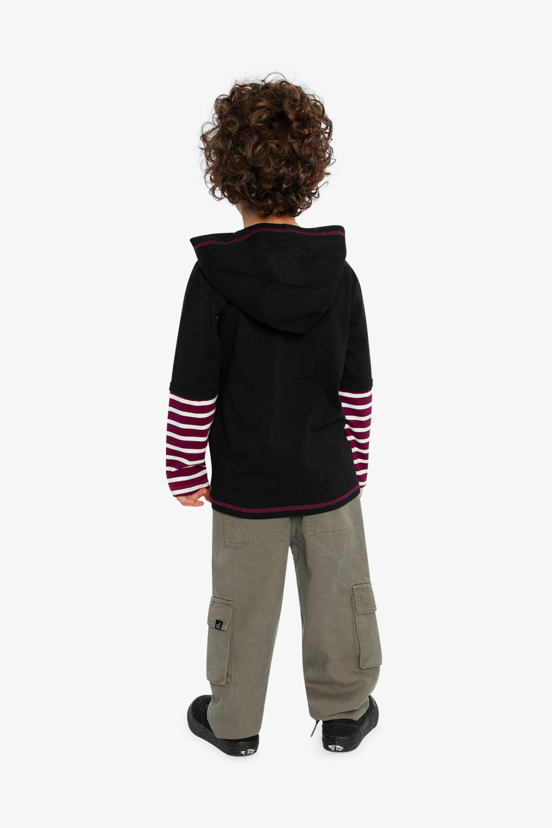Fake Double Sleeve Hooded Shirt Royal Blue And Red - Image 4