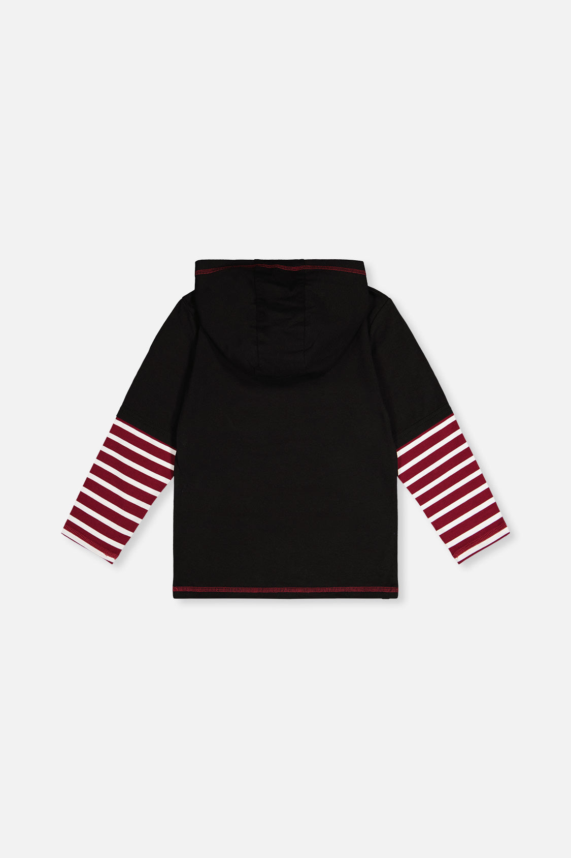 Fake Double Sleeve Hooded Shirt Royal Blue And Red - Image 5