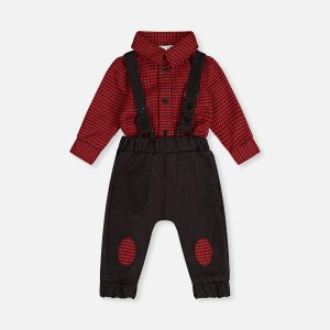 Baby Top & Pants Set Black And Red Houndstooth - Image 8