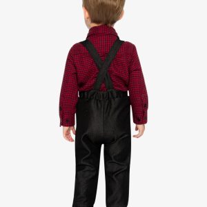 Baby Top & Pants Set Black And Red Houndstooth - Image 4