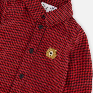 Baby Top & Pants Set Black And Red Houndstooth - Image 5