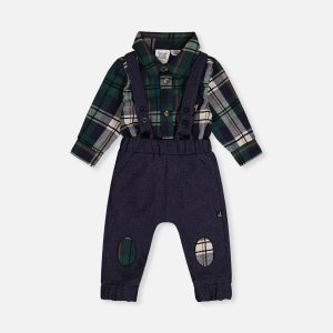 Baby Top & Pants Set Blue And Green Checks