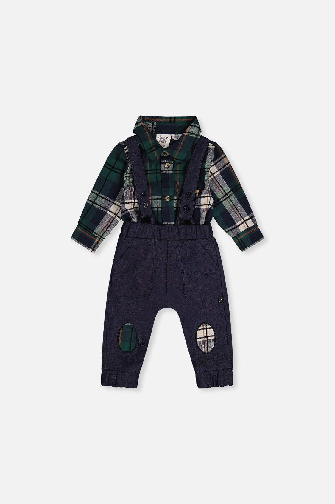 Baby Top & Pants Set Blue And Green Checks - Image 11