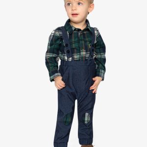 Alternative view of Baby Top & Pants Set Blue And Green Checks