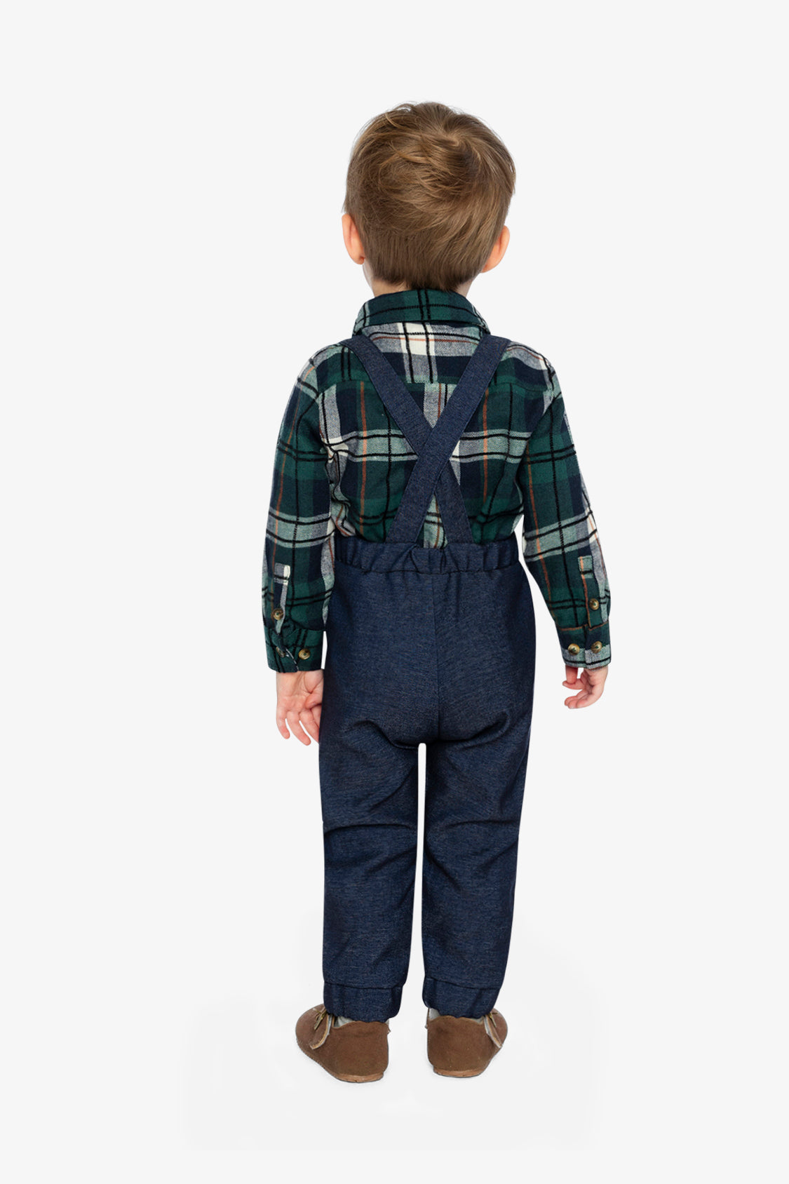 Baby Top & Pants Set Blue And Green Checks - Image 4