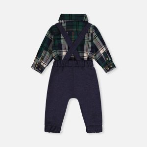 Baby Top & Pants Set Blue And Green Checks - Image 5