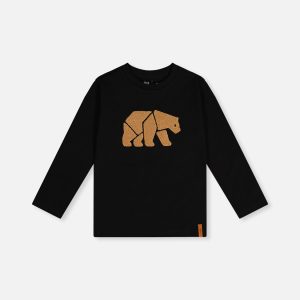 Organic Cotton Jersey T-Shirt Black And Beige - Image 6