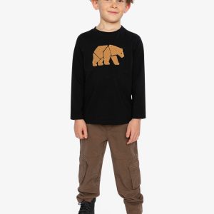 Organic Cotton Jersey T-Shirt Black And Beige - Image 5