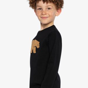 Organic Cotton Jersey T-Shirt Black And Beige - Image 3