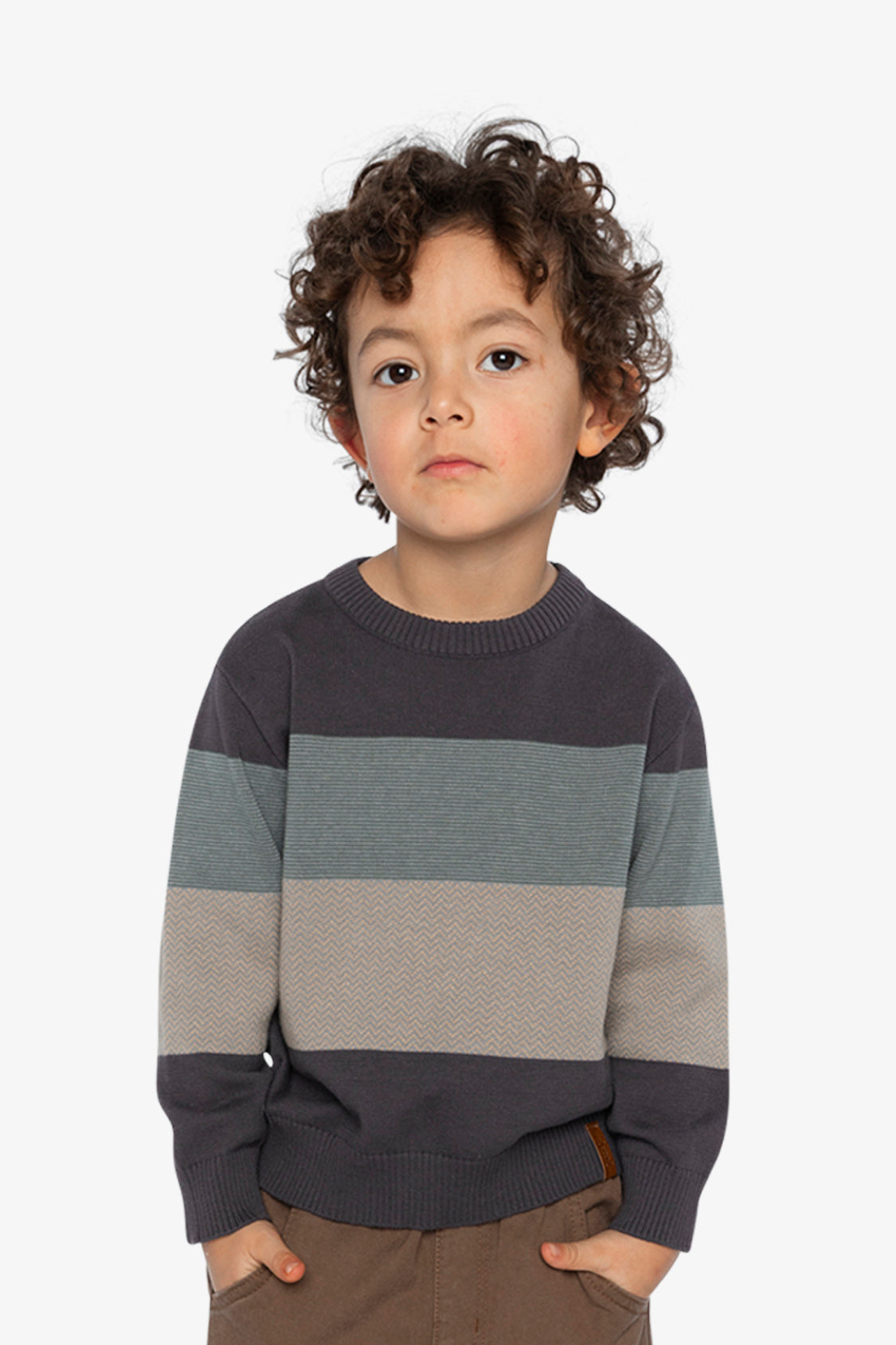 Colorblock Knit Sweater Black And Beige - Image 2