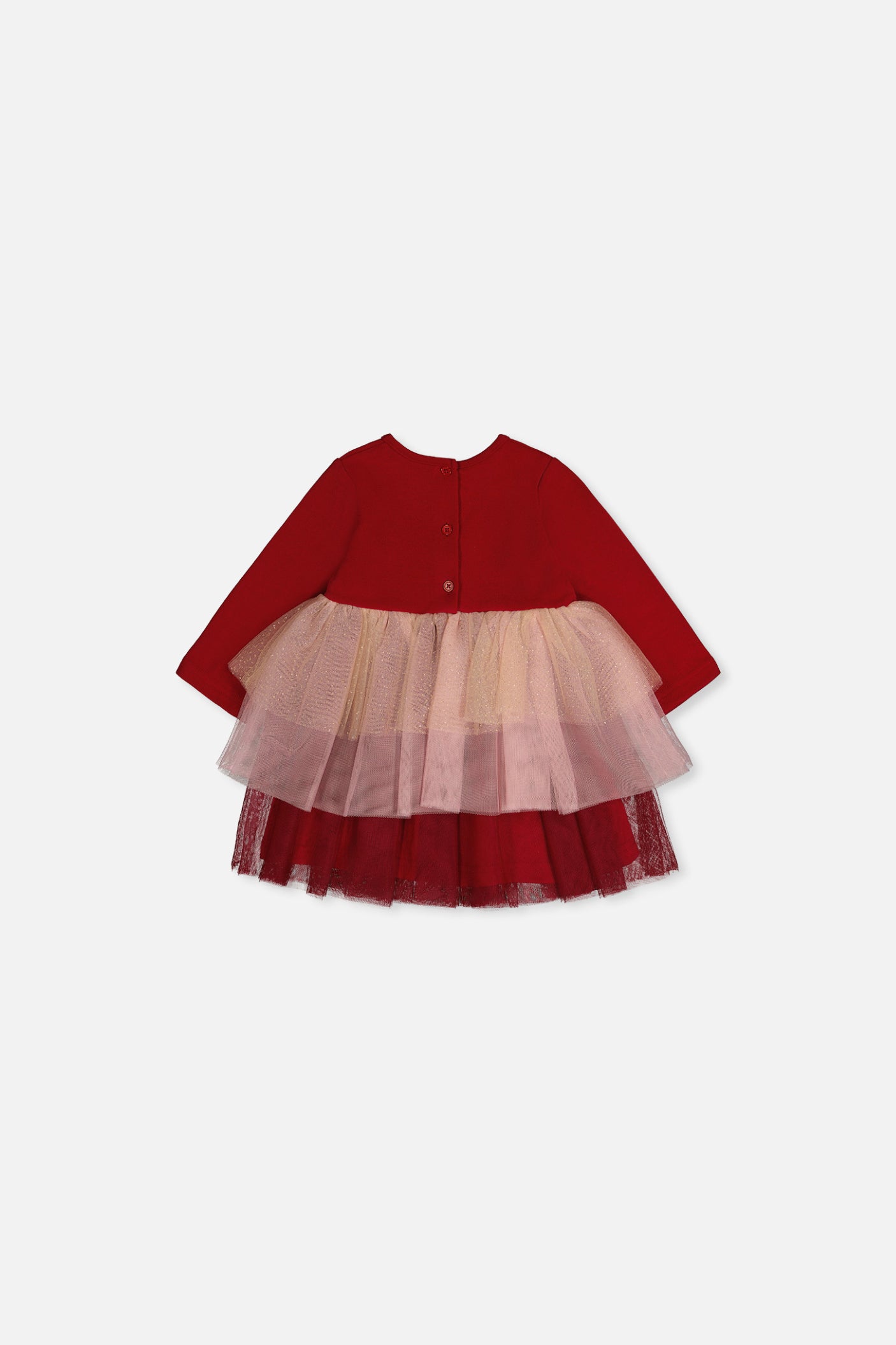Baby Bi-Material Dress With Glittering Skirt Red - Image 2