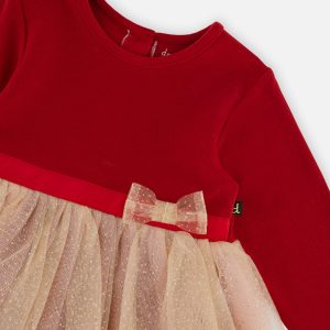 Baby Bi-Material Dress With Glittering Skirt Red - Image 3