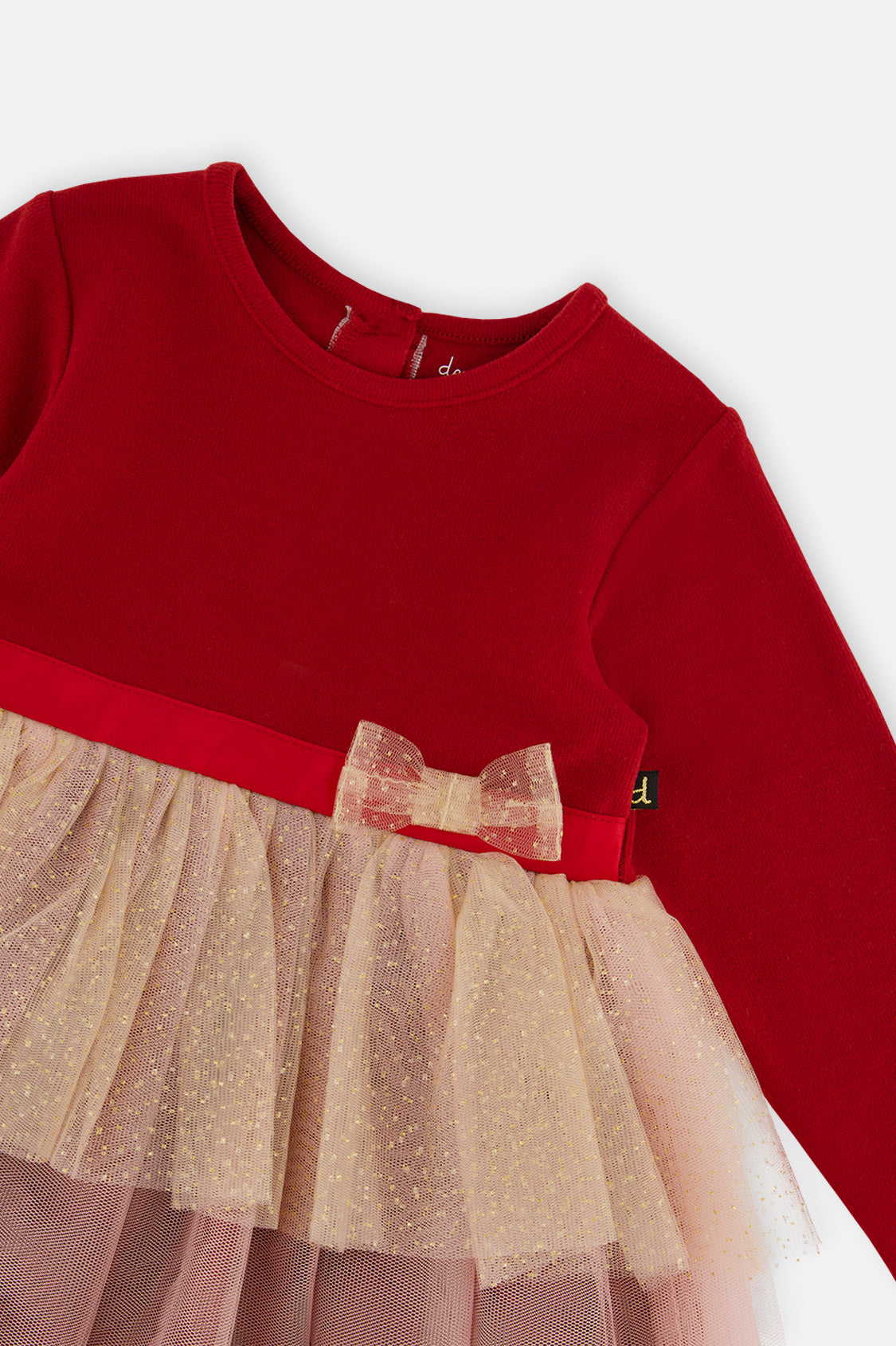 Baby Bi-Material Dress With Glittering Skirt Red - Image 3