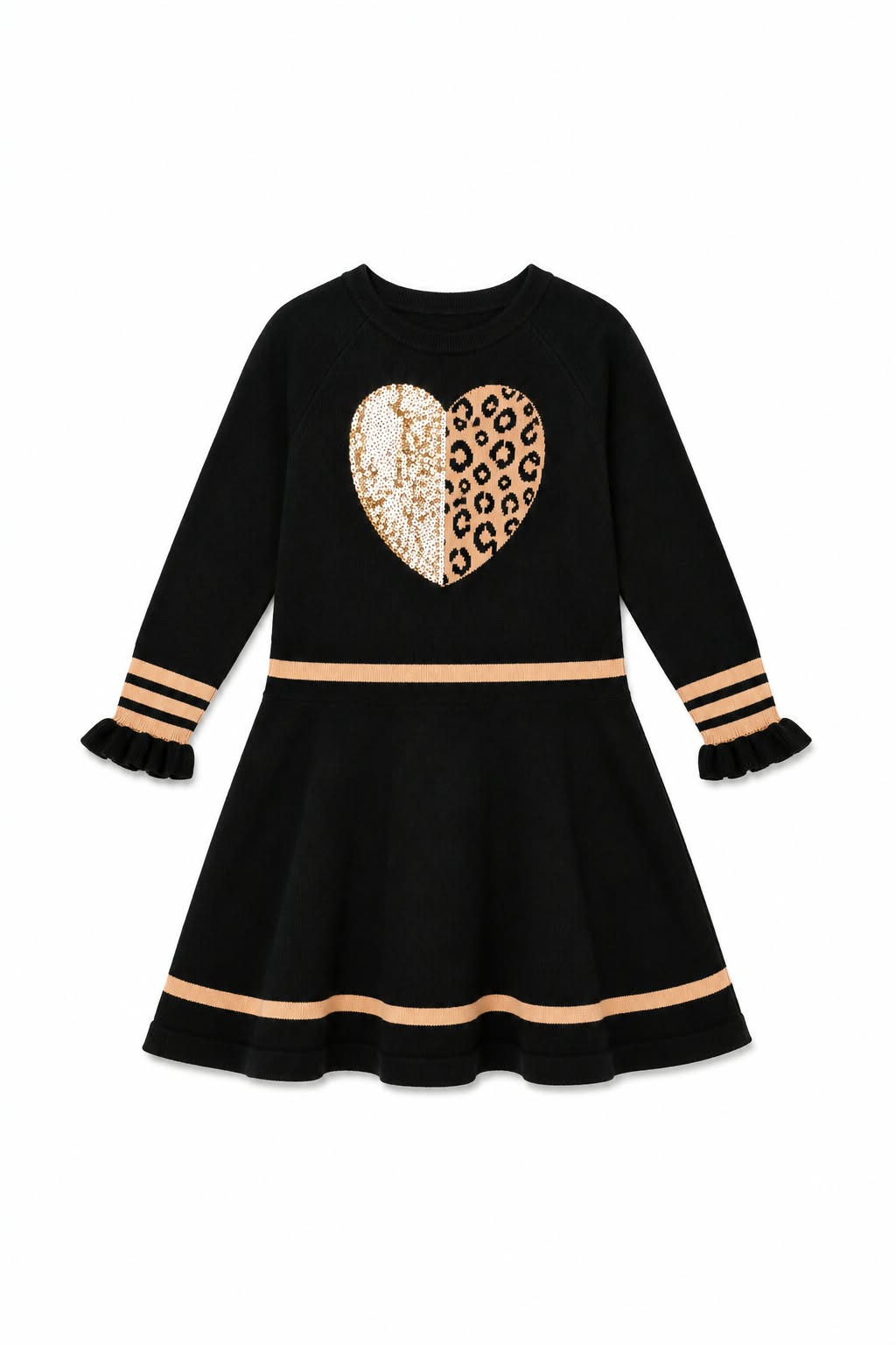 Knit Dress Black And Beige
