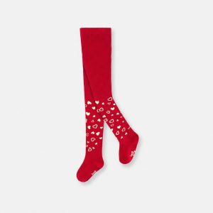 Baby Knit Heart Tights Red
