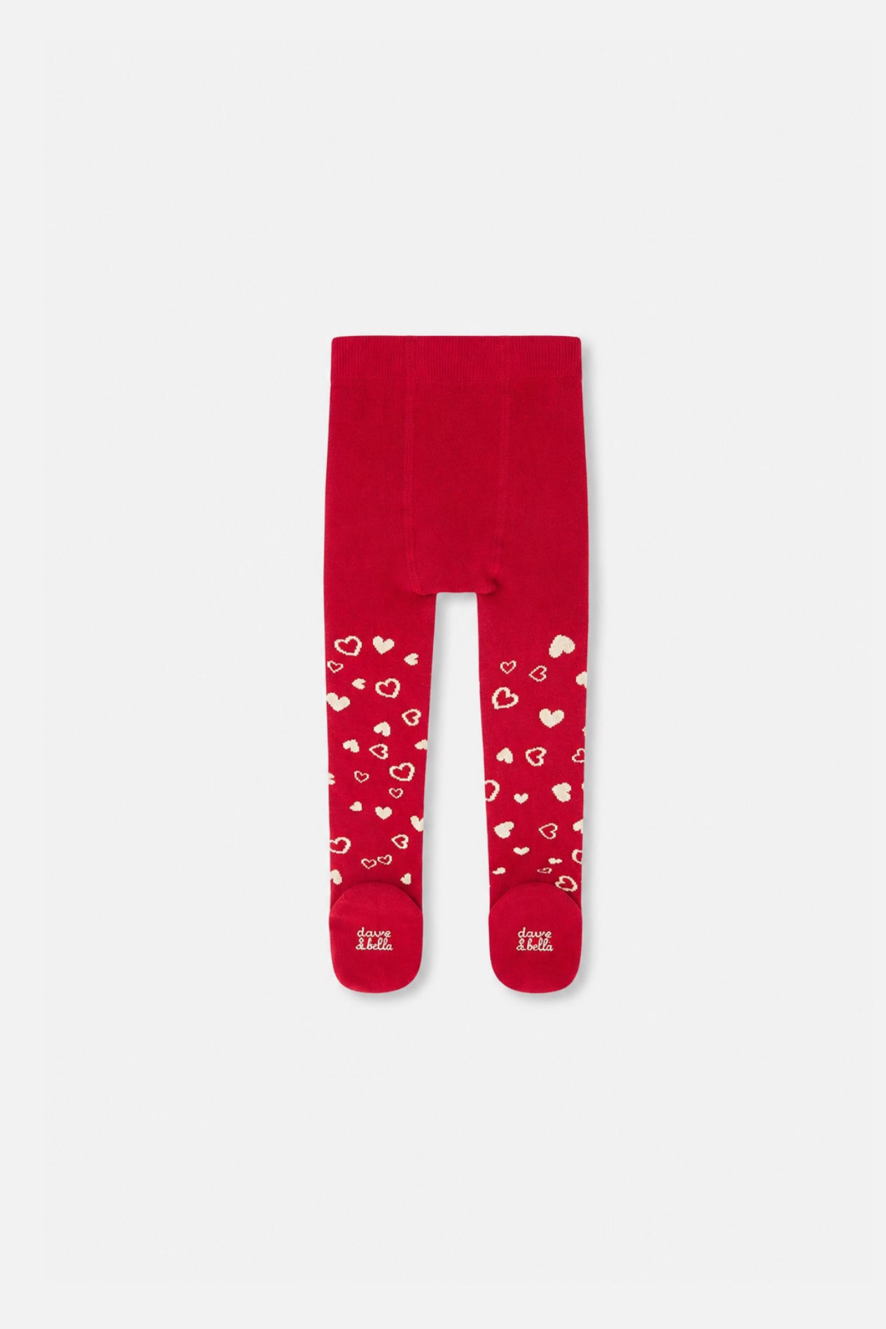 Baby Knit Heart Tights Red - Image 2