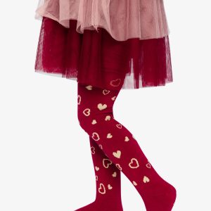 Alternative view of Knit Heart Tights Red