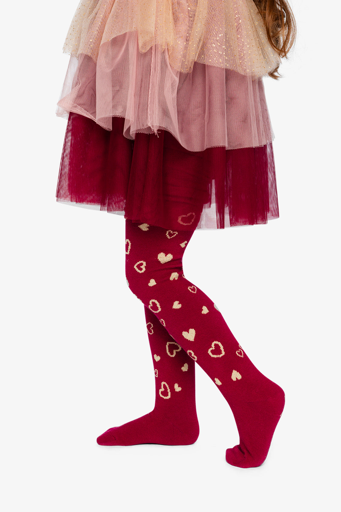 Knit Heart Tights Red - Image 2