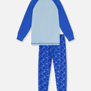 Organic Cotton Two Piece Pajama Set Blue Hanukkah Print - Image 2