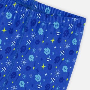 Organic Cotton Two Piece Pajama Set Blue Hanukkah Print - Image 4