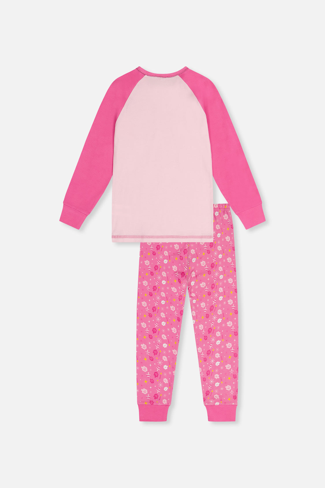 Organic Cotton Two Piece Pajama Set Pink Hanukkah Print - Image 2