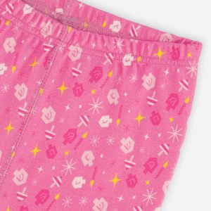 Organic Cotton Two Piece Pajama Set Pink Hanukkah Print - Image 4
