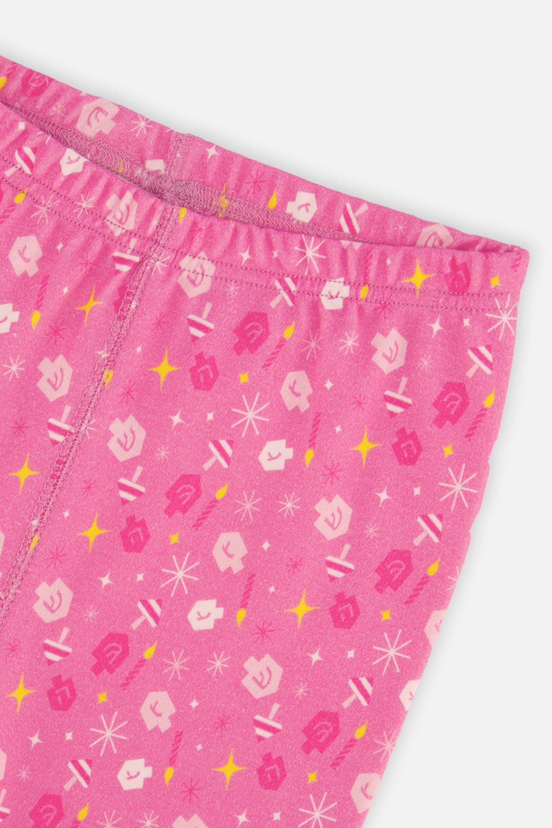 Organic Cotton Two Piece Pajama Set Pink Hanukkah Print - Image 4