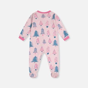 Alternative view of Baby Organic Cotton One Piece Pajama Pink Tree Print