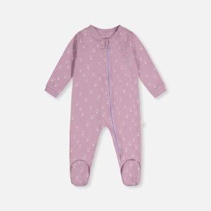 Baby Organic Cotton One Piece Pajama Purple Floral Print