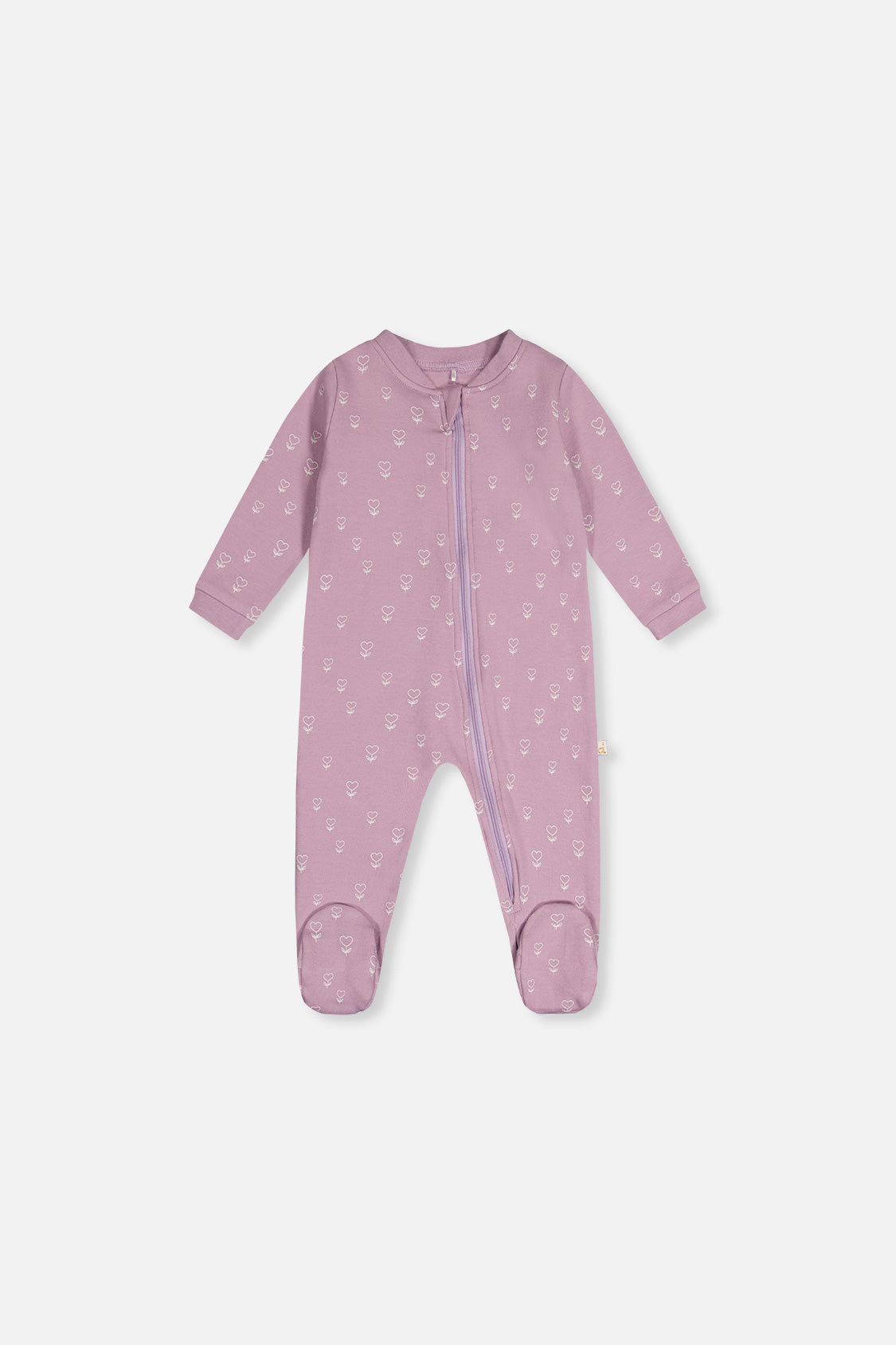 Baby Organic Cotton One Piece Pajama Purple Floral Print - Image 6