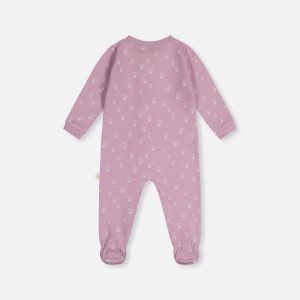 Alternative view of Baby Organic Cotton One Piece Pajama Purple Floral Print