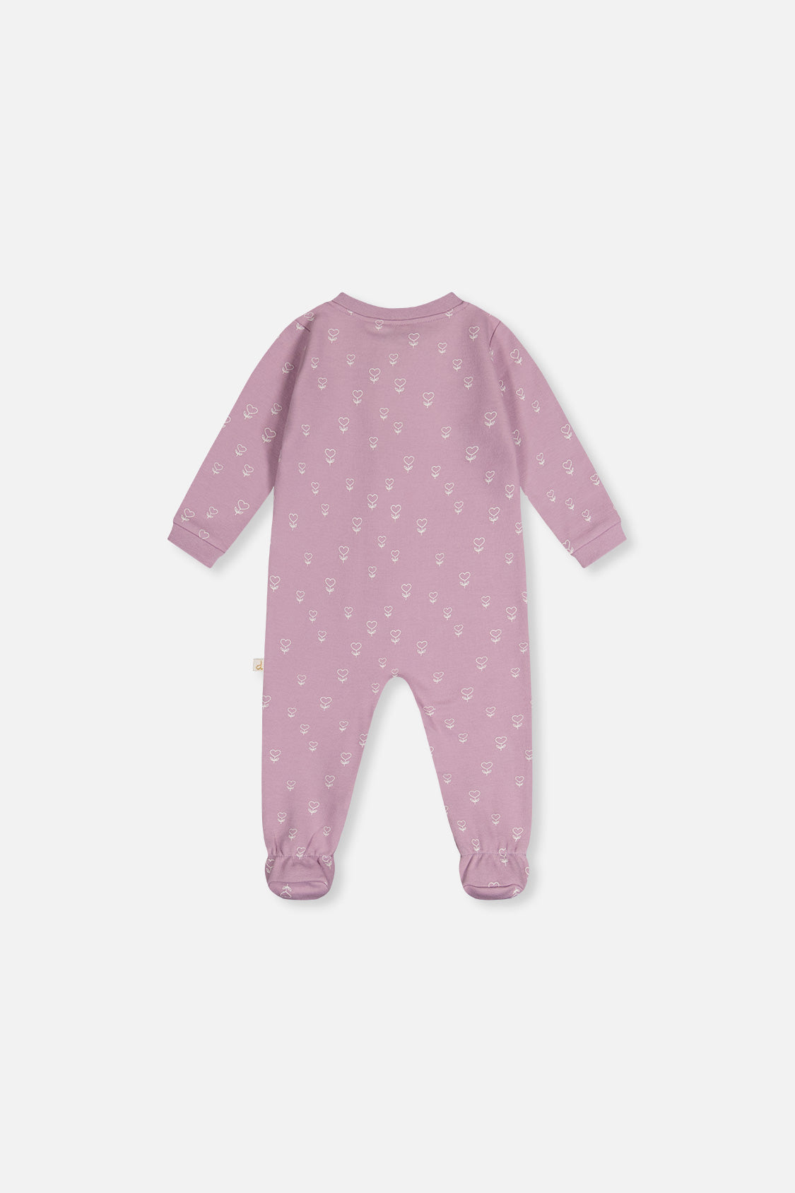 Baby Organic Cotton One Piece Pajama Purple Floral Print - Image 2