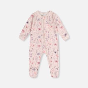 Baby Organic Cotton One Piece Pajama Pink Floral Print