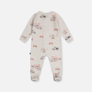 Alternative view of Baby Organic Cotton One Piece Pajama Beige Airplane Print