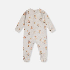 Alternative view of Baby Organic Cotton One Piece Pajama Beige Animal Print