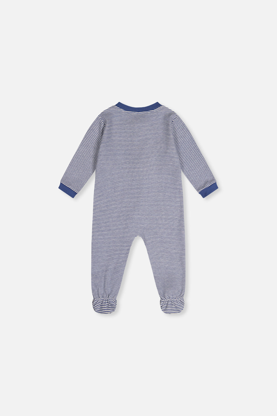 Baby Organic Cotton One Piece Pajama Blue Stripe Print - Image 2