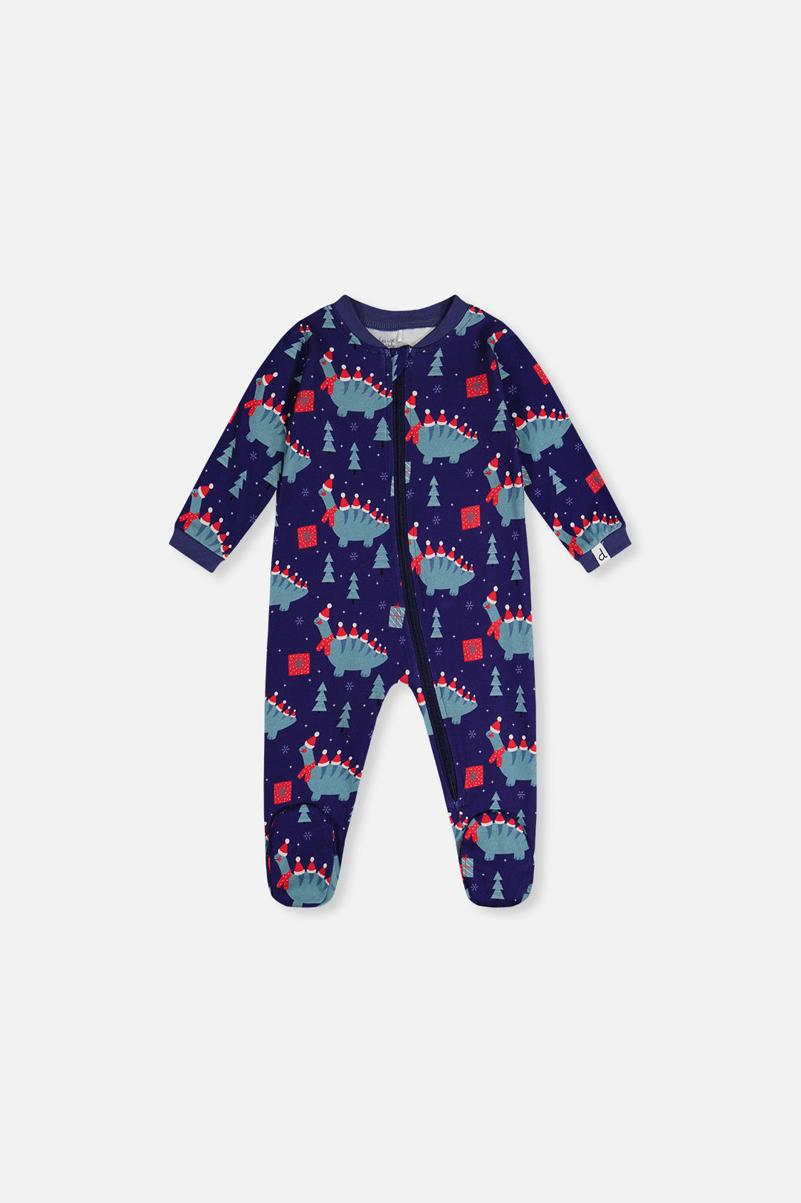 Baby Organic Cotton One Piece Pajama Blue Dinosaur Print